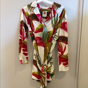 FARM Rio Tropical Long Sleeve Dress - Red, Green, White - Size L